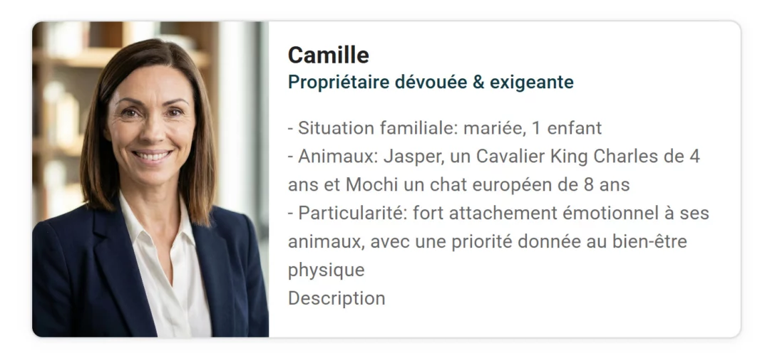 digital-persona-camille Présentation du persona Camille pour un acteur de la santé animale