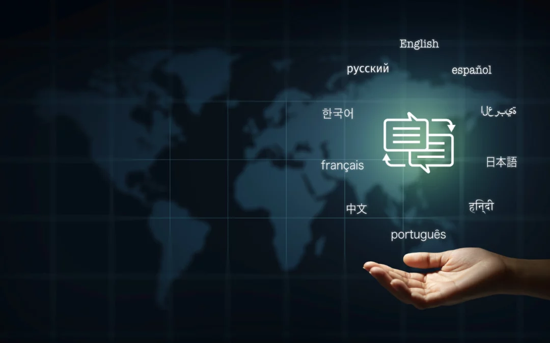 un globe terrestre et un utilisateur qui traduit ses questionnaires par IA